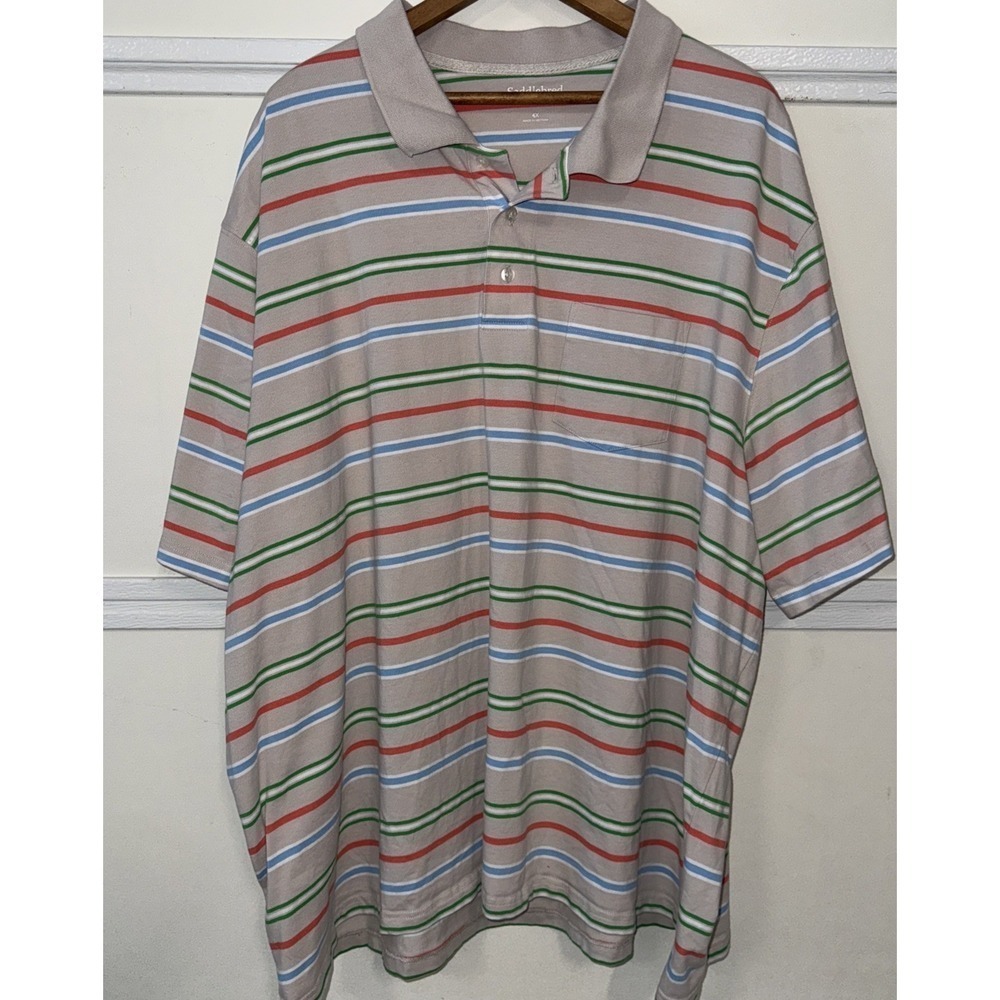 Saddlebred Big‎ & Tall Mens 4X Polo Shirt Striped Short Sleeve Golf Casual